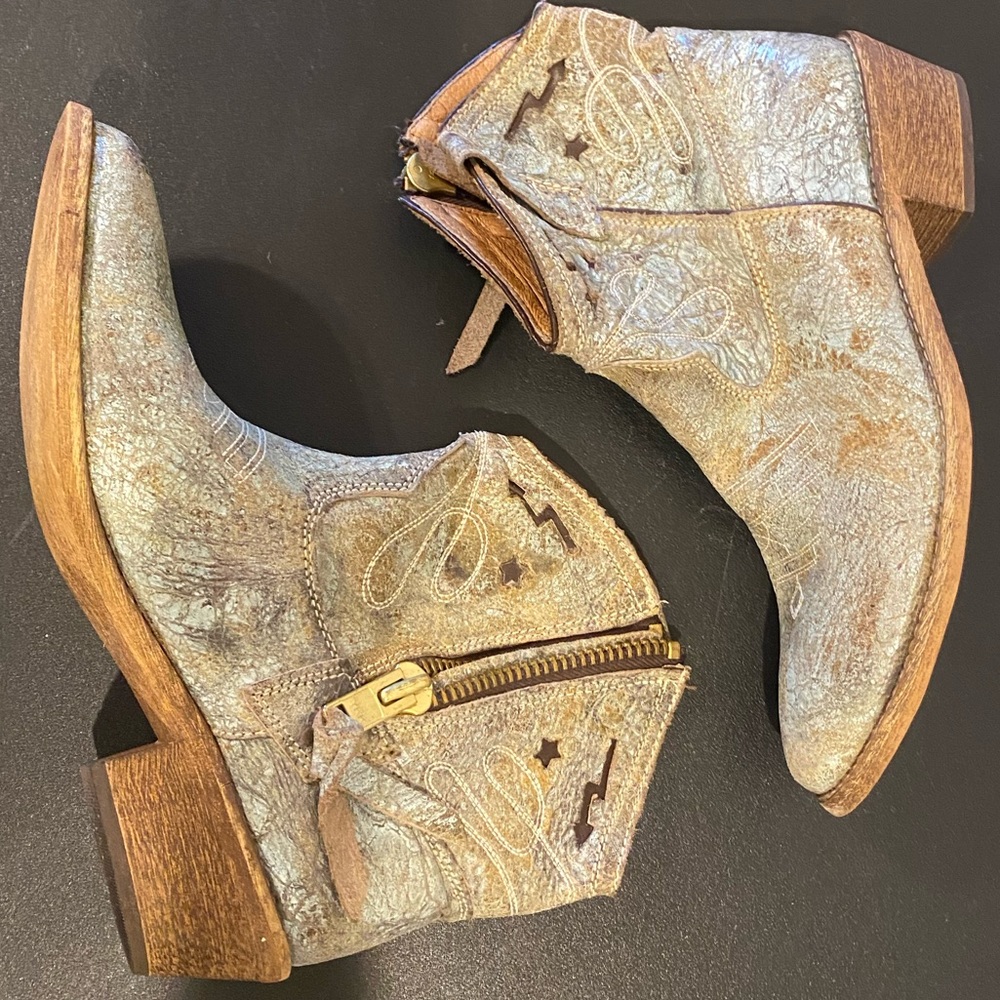 Steve Madden Cowboy Boots Leather Ankle Booties Sz US 8 EU 39 - Picture 4 of 5